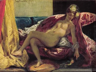 Odalìsca sdraiata o Donna con un parrocchetto, 1827